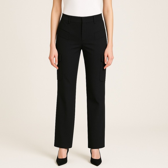 Vintage Balenciaga Wool Pants Womens S Black Straight Leg Y2K Sophisticated Work - Picture 1 of 11